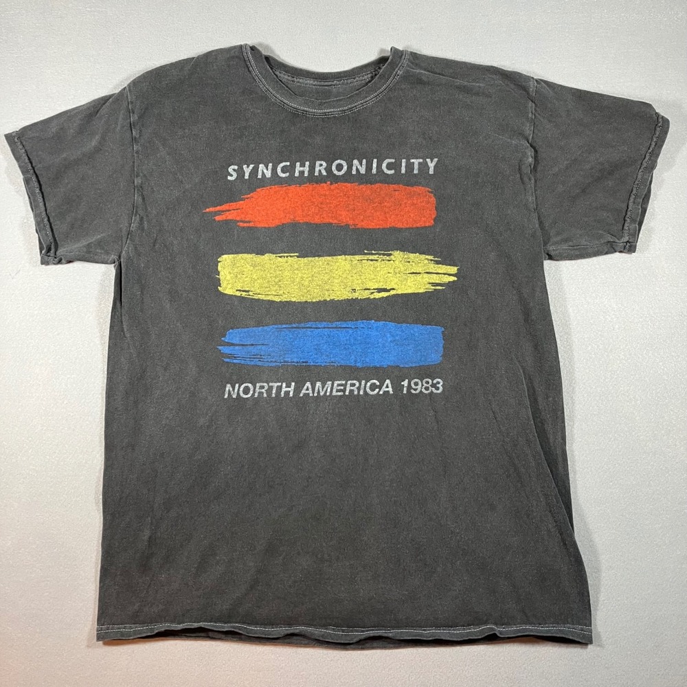 The Police Synchronicity North America 1983 Band Tee Charcoal Black L 80's Rock